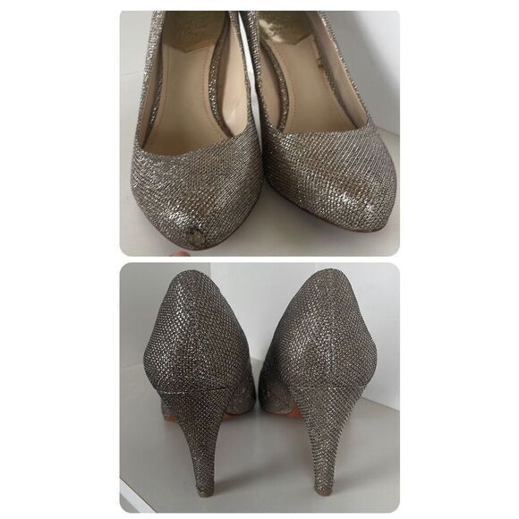 Vince Camuto Kadri Silver Sparkle Fabric Pumps Heels 8.5 - Picture 7 of 13